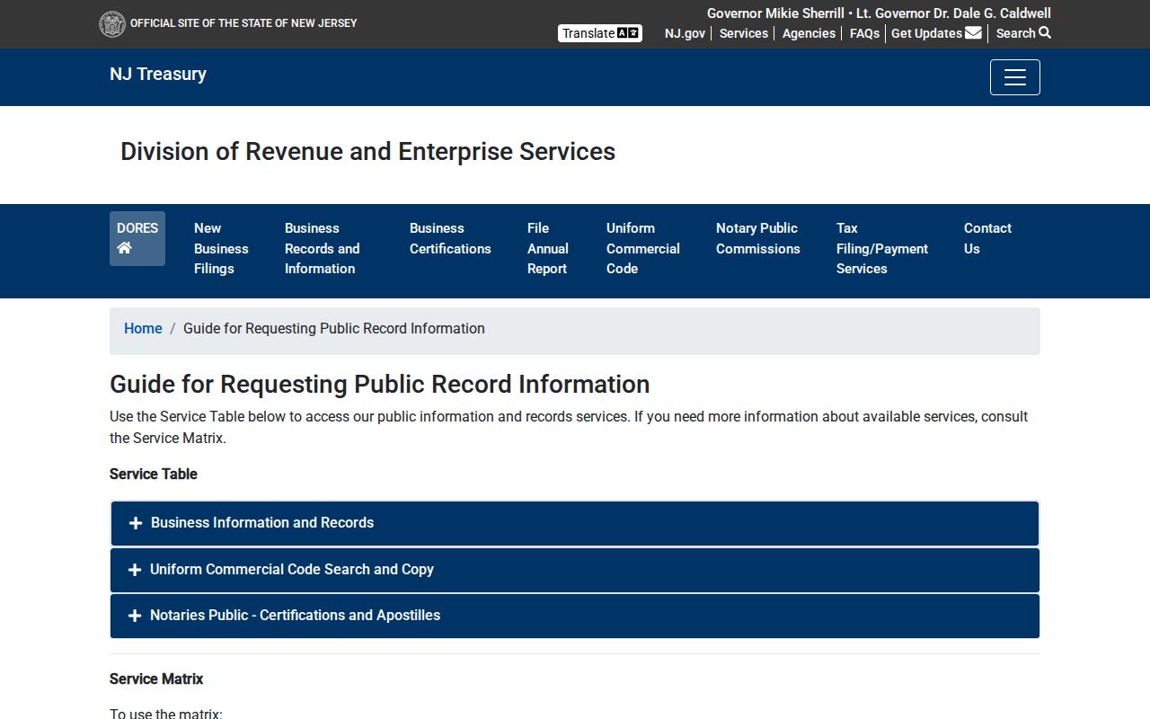 Essex County residents directory business and UCC records request guidance