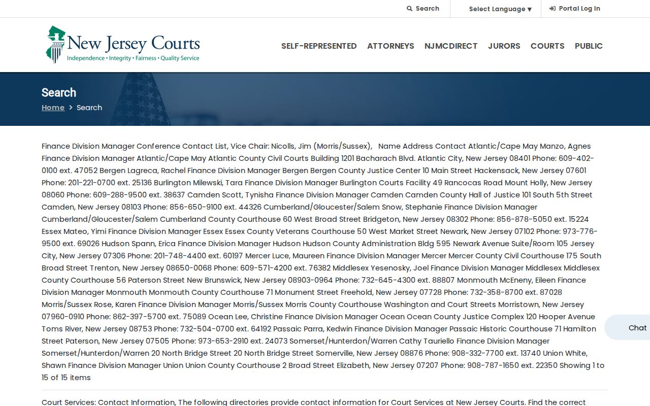 Essex County residents directory court records through New Jersey Courts public search