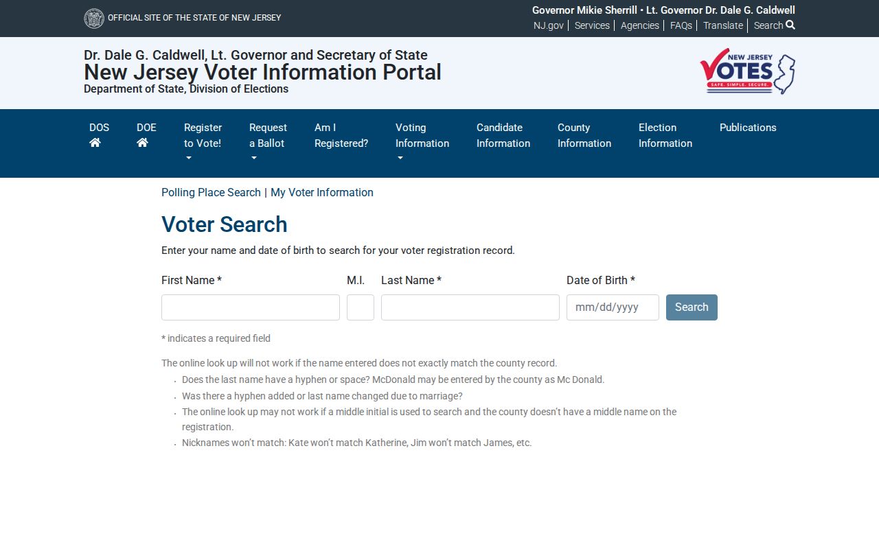 Essex County residents directory voter status lookup route