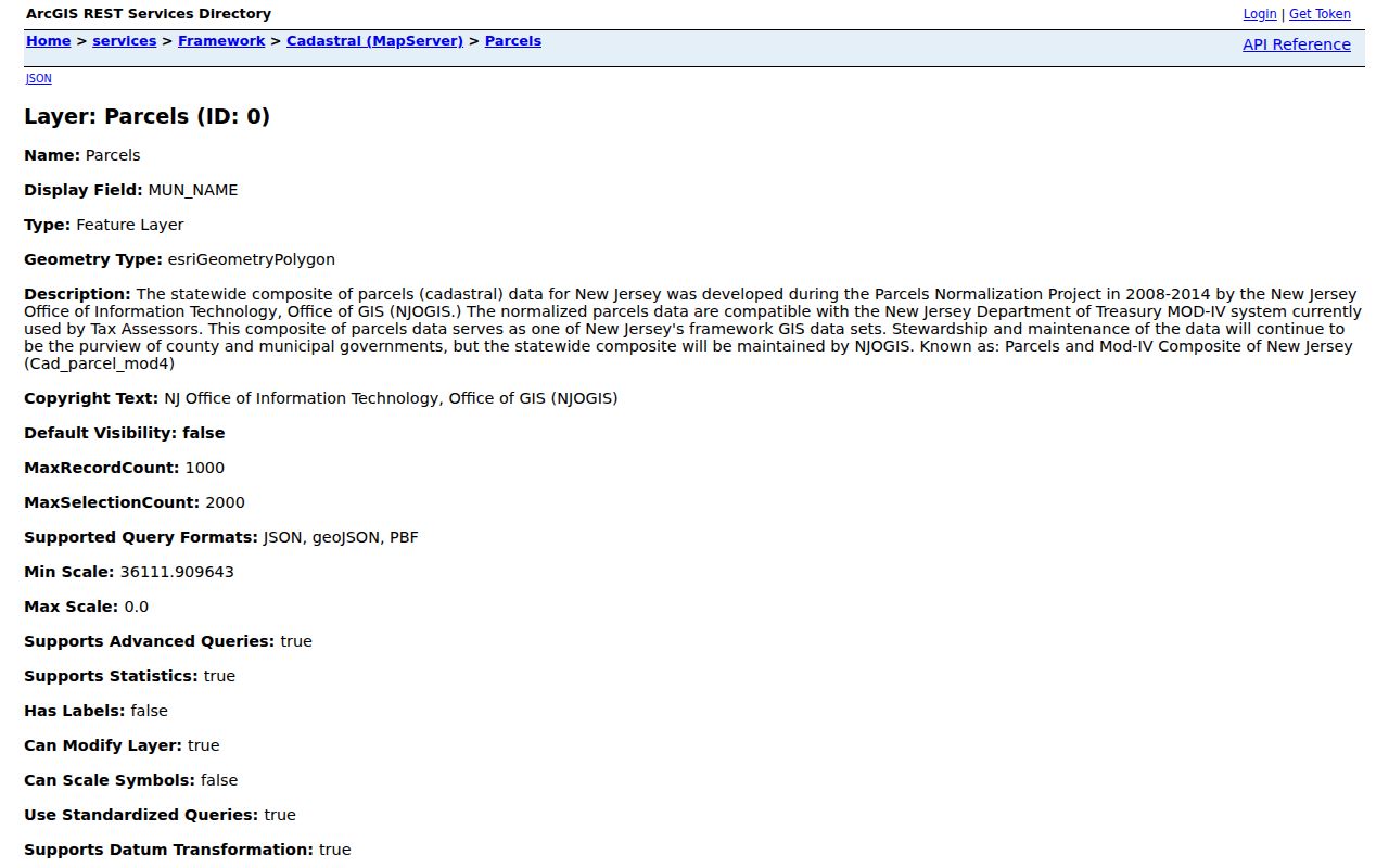 Essex County street directory NJGIS cadastral parcel layer