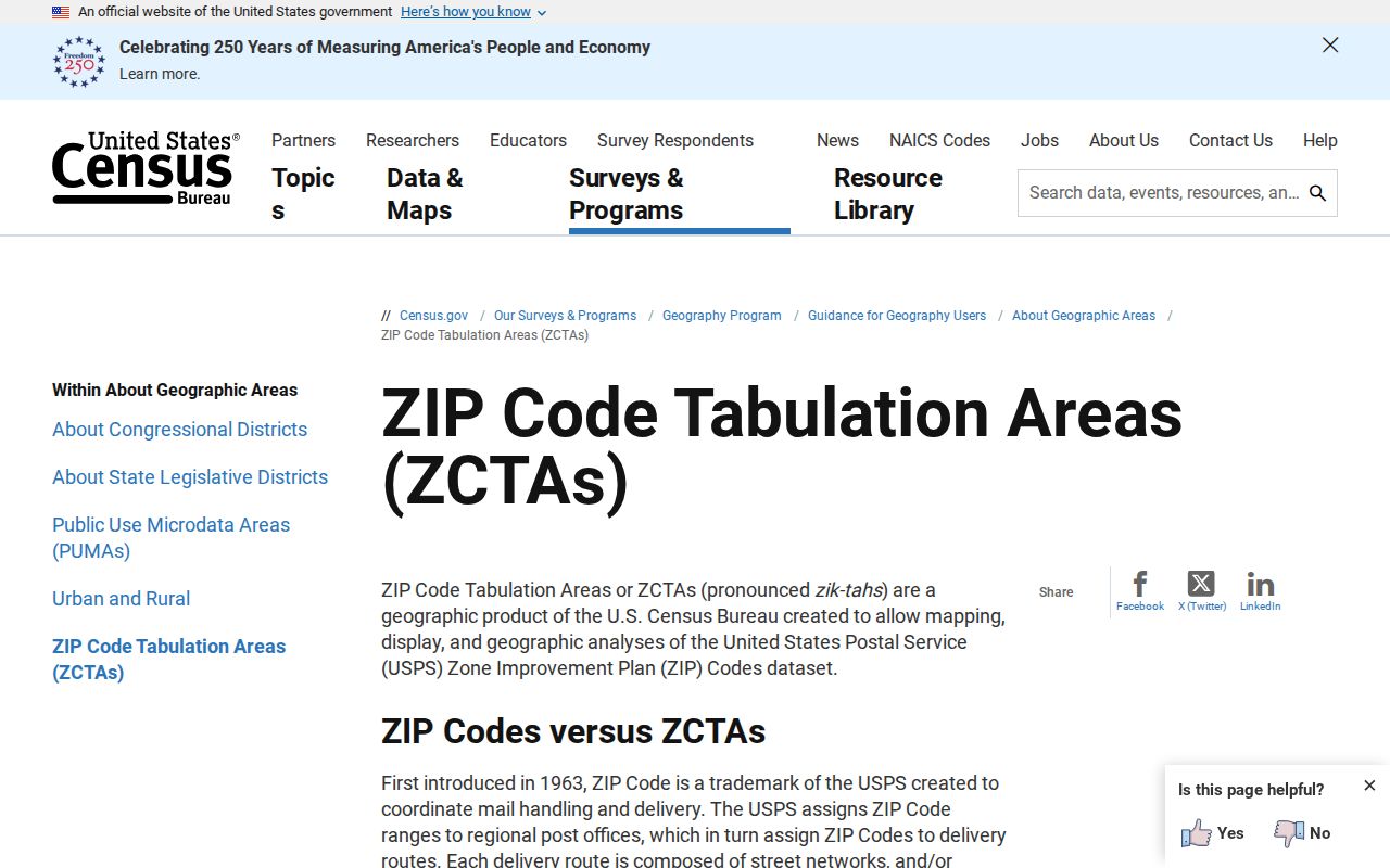 Essex County ZIP code directory Census ZCTA guidance